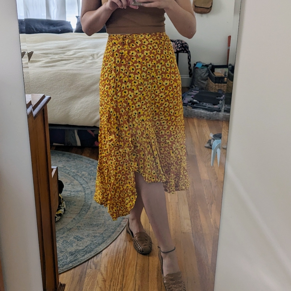 Faithfull Floral Wrap Midi Skirt